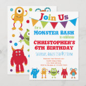Fun Monster Kids Verjaardagsfeestje Uitnodigingen (Voorkant / Achterkant)