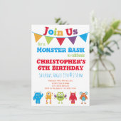 Fun Monster Kids Verjaardagsfeestje Uitnodigingen (Staand voorkant)