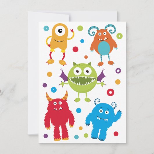 Fun Monster Kids Verjaardagsfeestje Uitnodigingen (Achterkant)