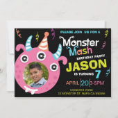 Fun Monster Mash Photo Birthday Party Invitation Kaart (Voorkant)