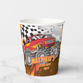 Fun Monster Truck Birthday Paper Cups Papieren Bekers (Achterkant)