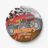 Fun Monster Truck Birthday Papieren Bordje (Voorkant)
