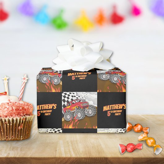 Fun Monster Truck Birthday Wrapping Paper Cadeaupapier