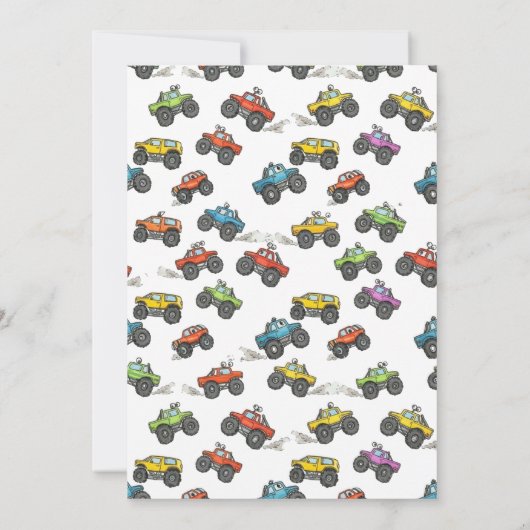 Fun Monster Trucks 3rd Birthday Party Invitation Kaart (Achterkant)