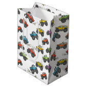 Fun Monster Trucks Birthday  Medium Cadeauzakje (Voorkant Gekanteld)