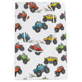 Fun Monster Trucks Birthday  Medium Cadeauzakje (Voorkant)