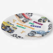 Fun Monster Trucks Birthday Party  Papieren Bordje (Gekanteld)