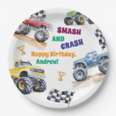 Fun Monster Trucks Birthday Party  Papieren Bordje (Voorkant)