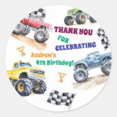 Fun Monster Trucks Birthday Party  Ronde Sticker (Voorkant)