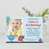 Fun Monsters Foto van Birthday Party Kaart (Staand voorkant)