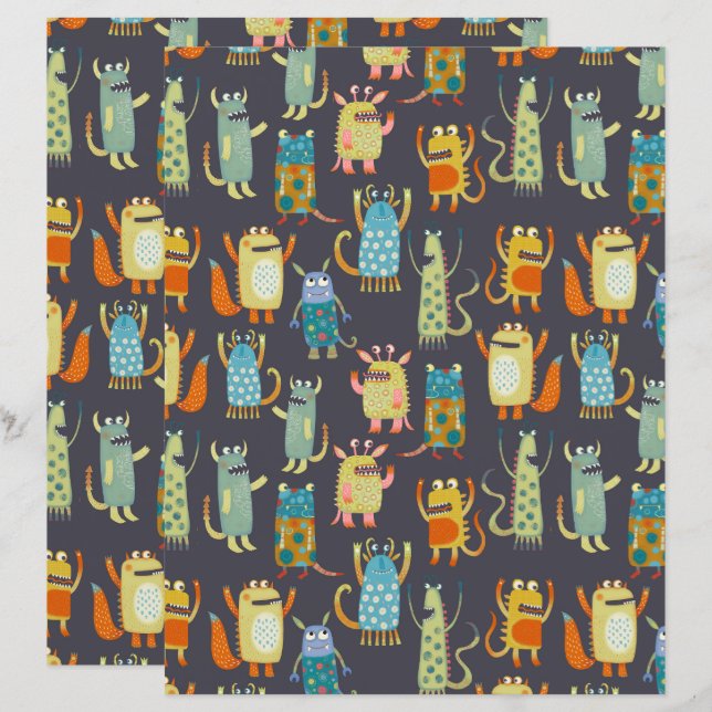 Fun Monsters Patroon (Voorkant / Achterkant)