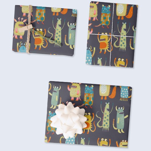 Fun Monsters Patroon Inpakpapier Vel