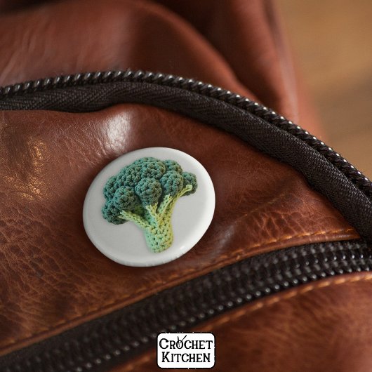 Fun Mood Boost Groene Minimalistische Haak Broccol Ronde Button 5,7 Cm