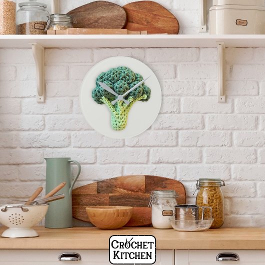 Fun Mood Boost Groene Minimalistische Haak Broccol Ronde Klok