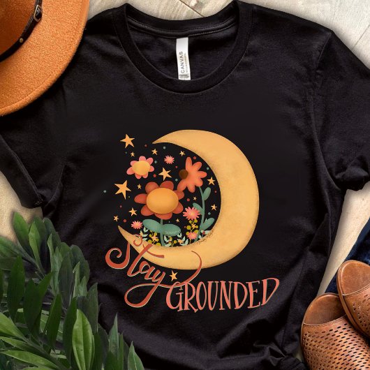 Fun Moon Flowers Blijf Grond Inspirity T-shirt