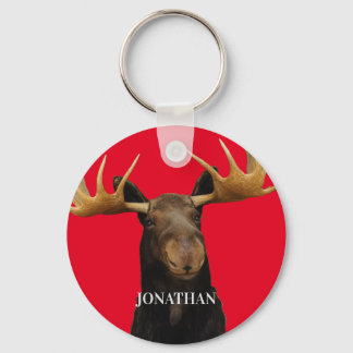 Fun Moose Red Name Wildlife Sleutelhanger