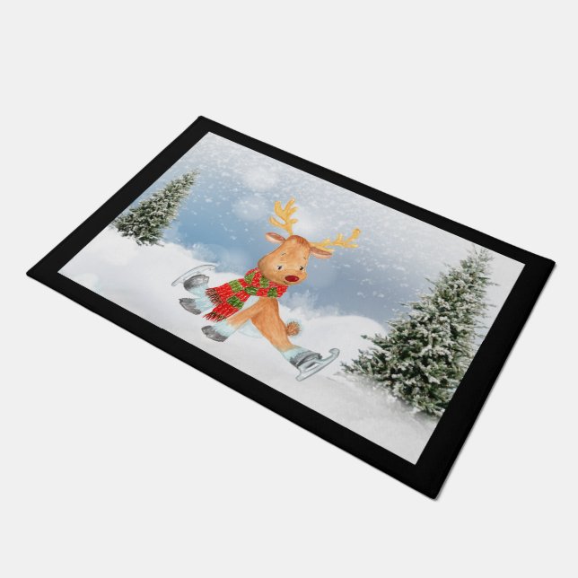 Fun Moose Wildlife kerstklep Deurdeur Deurmat (Schuin)