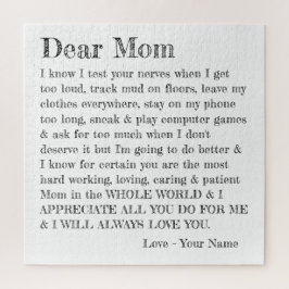 Fun Mothers Day Letter Dear Mom Typography Legpuzzel