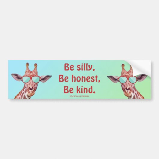 Fun Motivatie Quote Emerson be Gekke Giraffe Bumpersticker (Voorkant)