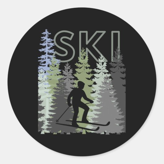 Fun Mountain Adventure Ski Squad Winter Sport Ski Ronde Sticker (Voorkant)