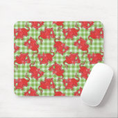 Fun Mousepad: Cute Red Dragon op Green Gingham Muismat (Met muis)