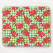 Fun Mousepad: Cute Red Dragon op Green Gingham Muismat (Voorkant)