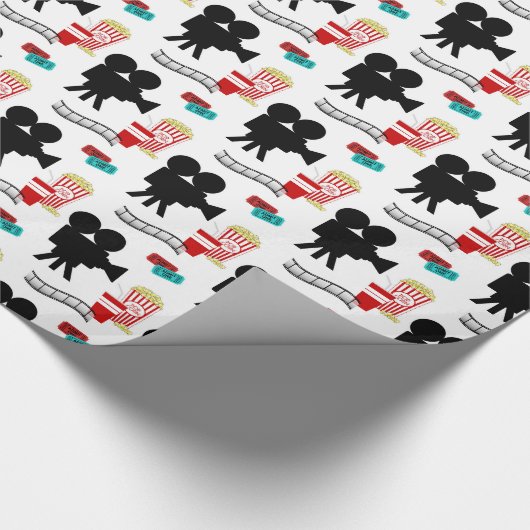 Fun Movie Lovers party tiled wrap Cadeaupapier (Hoek)