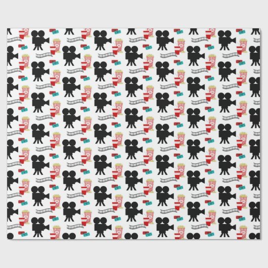 Fun Movie Lovers party tiled wrap Cadeaupapier (Vlak)