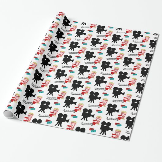 Fun Movie Lovers party tiled wrap Cadeaupapier (Uitgerold)