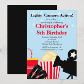 Fun Movie Night Birthday Party-uitnodigingen Kaart (Voorkant / Achterkant)