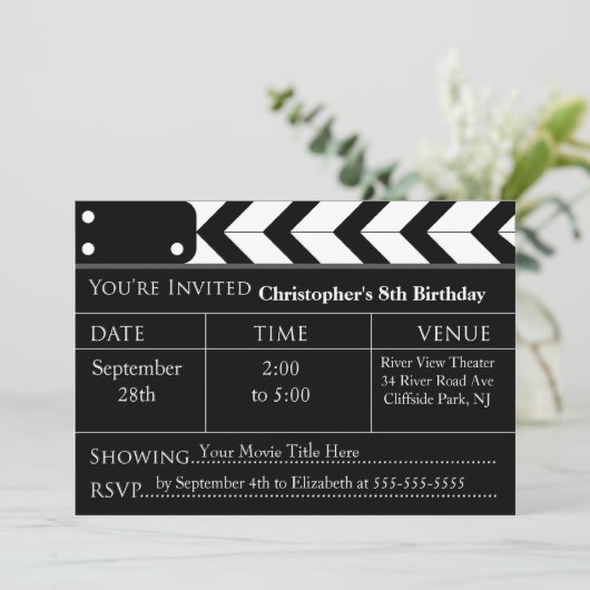 Fun Movie Night Birthday Party-uitnodigingen Kaart (Staand voorkant)