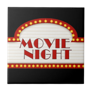 Fun Movie Night word art theaterkamertegel Tegeltje
