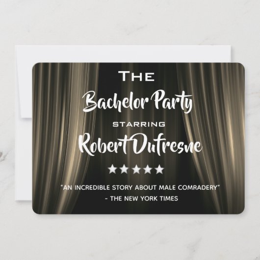 Fun Movie Parody Bachelor Party Invitation Kaart (Voorkant)
