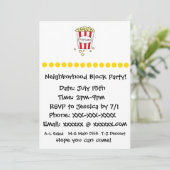 Fun Movie Theater Popcorn Block Party Uitnodigen Kaart (Staand voorkant)