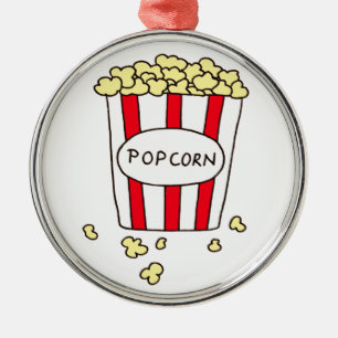 Fun Movie Theater Popcorn in Red White Bucket Metalen Ornament