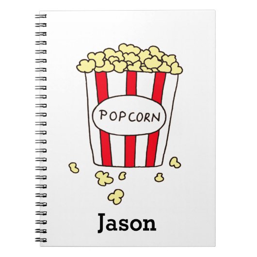 Fun Movie Theater Popcorn in Red White Bucket Notitieboek (Voorkant)