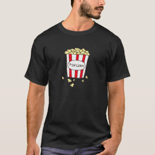 Fun Movie Theater Popcorn in Red White Bucket T-shirt