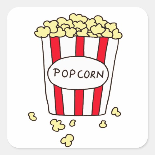 Fun Movie Theater Popcorn in Red White Bucket Vierkante Sticker (Voorkant)