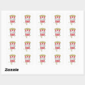 Fun Movie Theater Popcorn in Red White Bucket Vierkante Sticker (Vel)