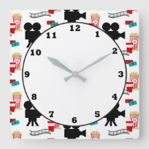 Fun Movie theater reel popcorn patroonklok