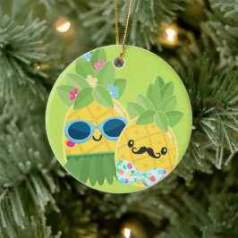 Fun Mr & Mrs Pineapple Summer Holiday Keramisch Ornament