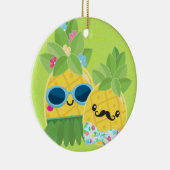 Fun Mr & Mrs Pineapple Summer Holiday Keramisch Ornament (Rechts)