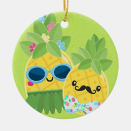 Fun Mr & Mrs Pineapple Summer Holiday Keramisch Ornament