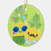 Fun Mr & Mrs Pineapple Summer Holiday Keramisch Ornament (Links)