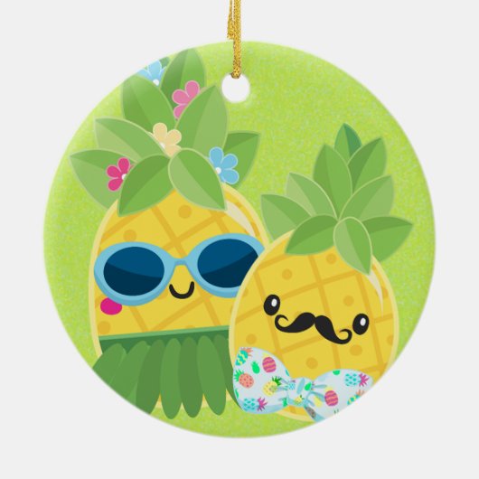 Fun Mr & Mrs Pineapple Summer Holiday Keramisch Ornament (Achterkant)