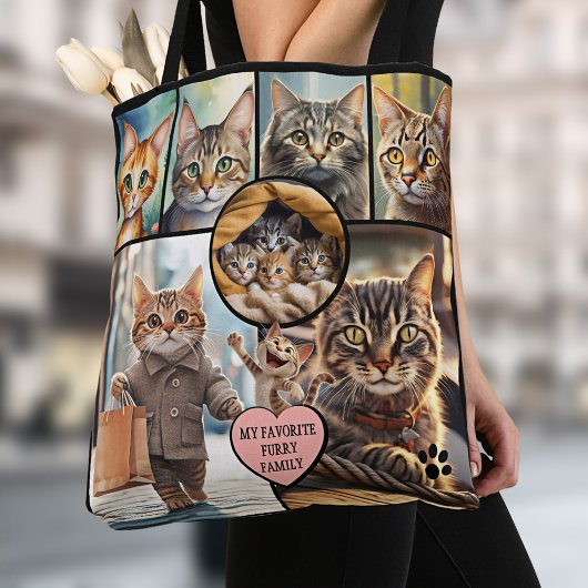 Fun Multi Photo Collage Cat Lover Tote Bag