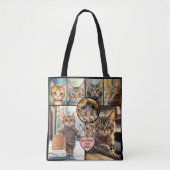 Fun Multi Photo Collage Cat Lover Tote Bag (Voorkant)
