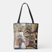 Fun Multi Photo Collage Cat Lover Tote Bag (Achterkant)