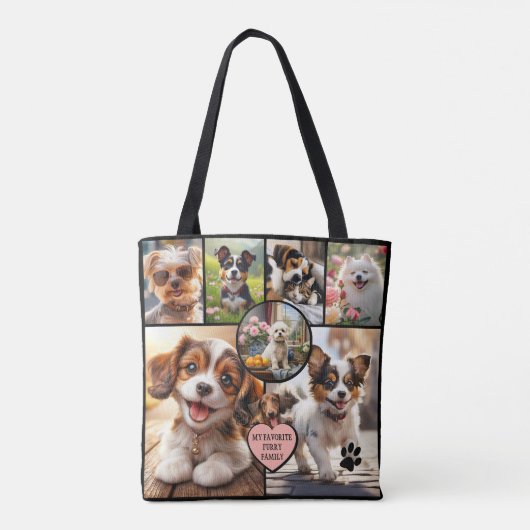 Fun Multi Photo Collage Dog Lover Tote Bag (Achterkant)
