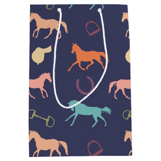 Fun Multicolor English Horse Pattern Medium Cadeauzakje (Voorkant)